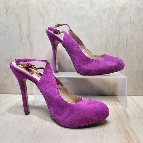 Dolce Vita Bambi Slingback Suede Pumps Magenta Heel Shoe Women 9 - Picture 9 of 9